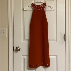 Lulu’s What A Stud Burnt Orange Sexy Slimming Sheath Midi Dress Polyester XS